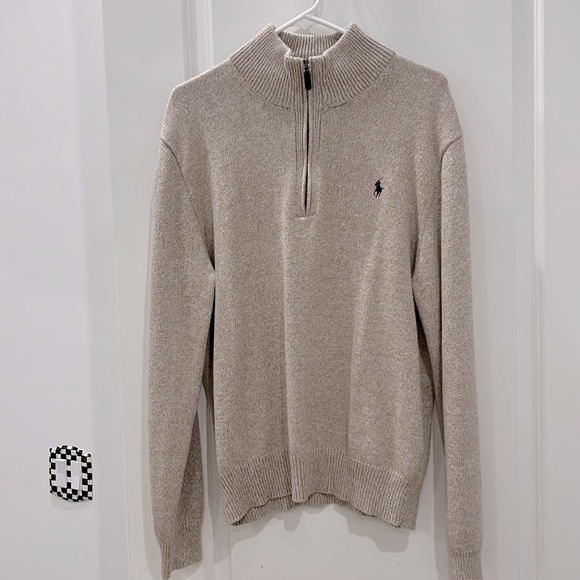 Polo Ralph Lauren, quarter zip sweater, beige, size large - Picture 1 of 2